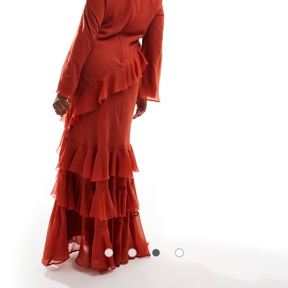 ASOS Curve Ruffled Maxi Dress in Rust - Picture 3 of 3